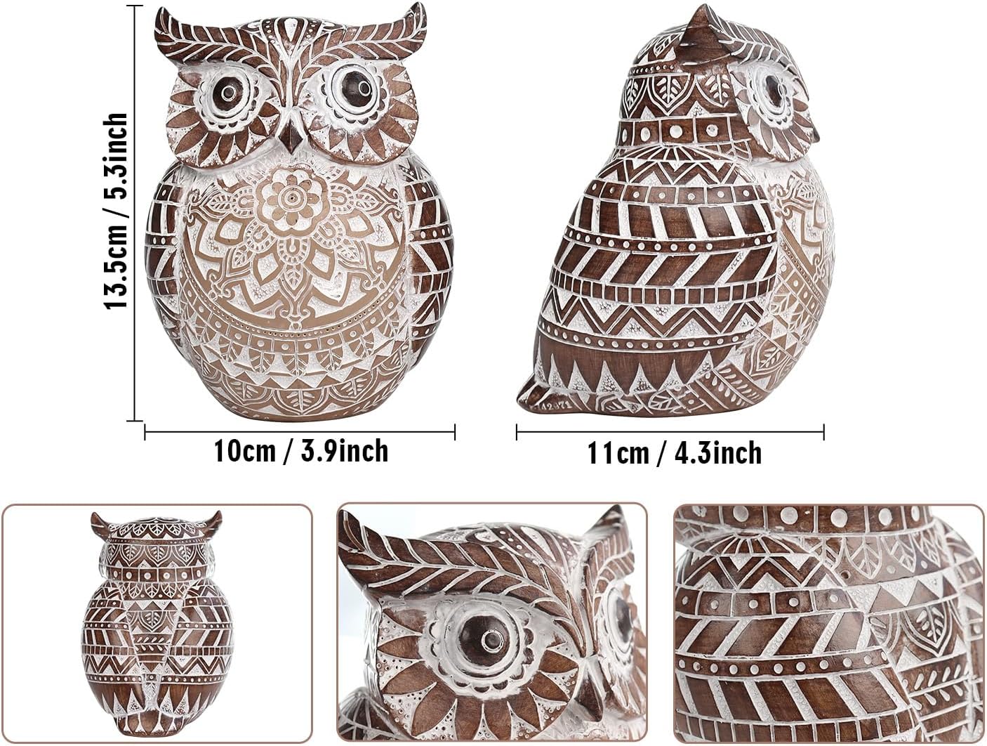 Chubby Owl Figurine Boho Decor / Small