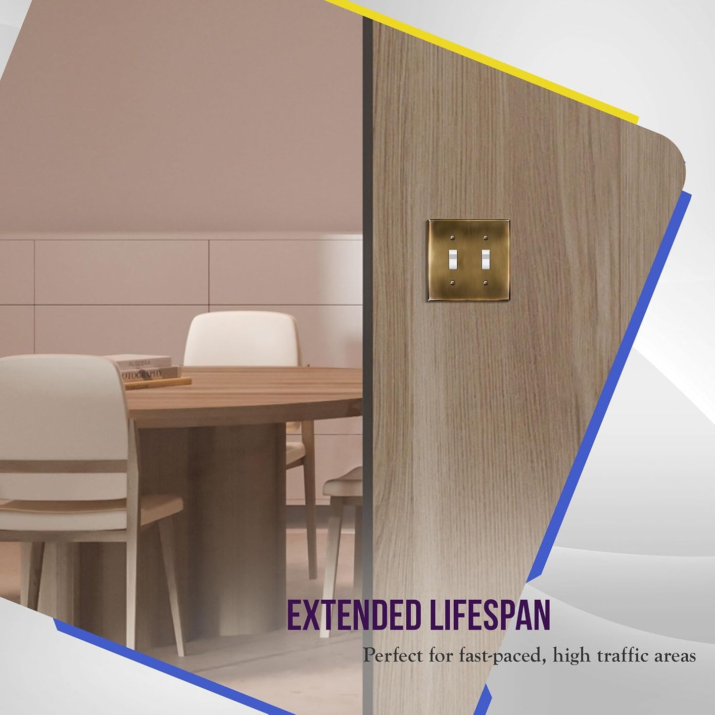 ENERLITES Double Toggle Light Switch Metal Cover Plate, Stainless Steel Wall Plate, Standard Size 2-Gang 4.50" x 4.57"