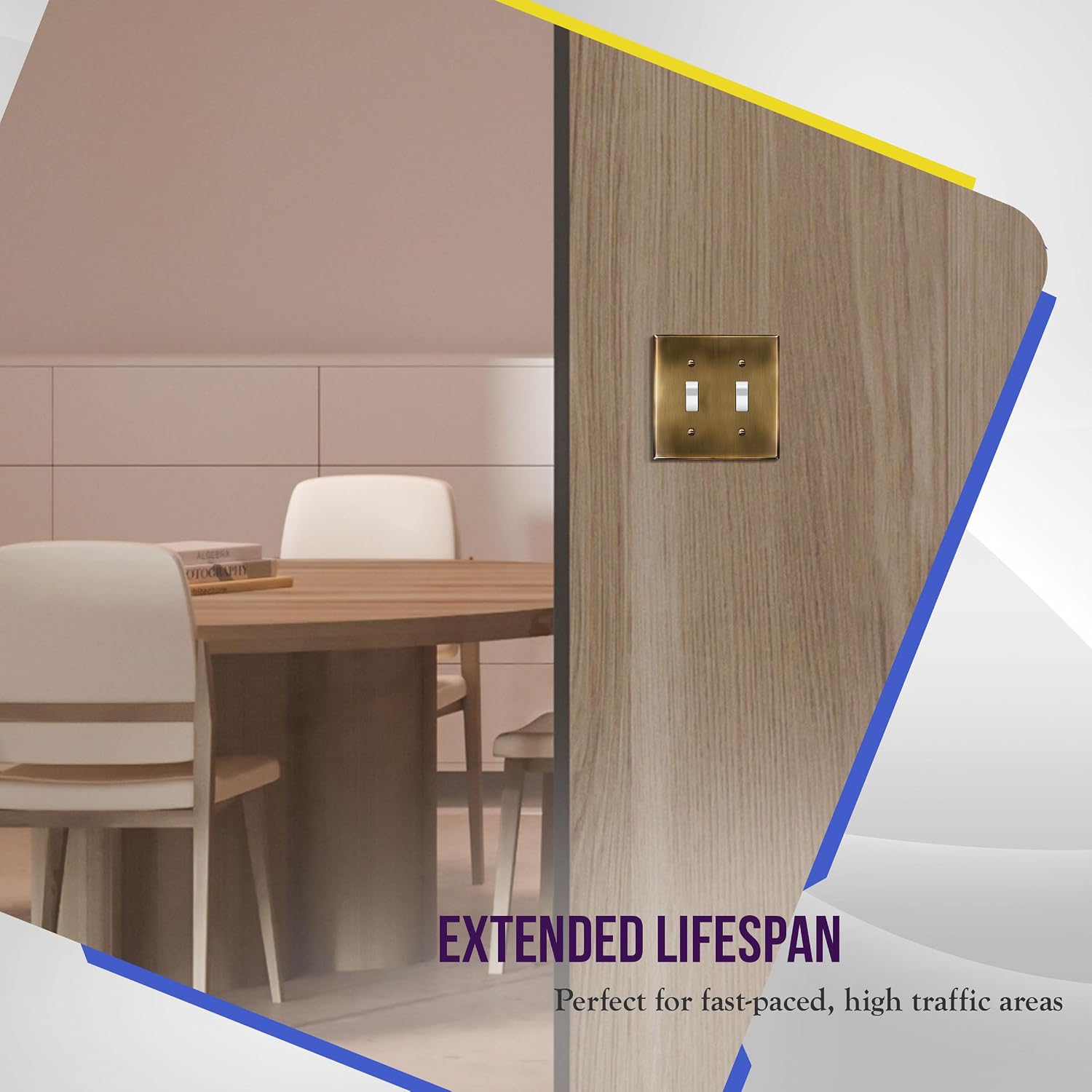 ENERLITES Double Toggle Light Switch Metal Cover Plate, Stainless Steel Wall Plate, Standard Size 2-Gang 4.50" x 4.57"