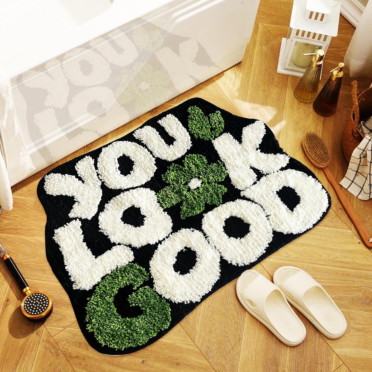 Hazo Haus Mint Green Washable Bathroom Rug - 2x4 Small Kitchen Rugs for Front Door Indoor Entrance, Low Pile Stain