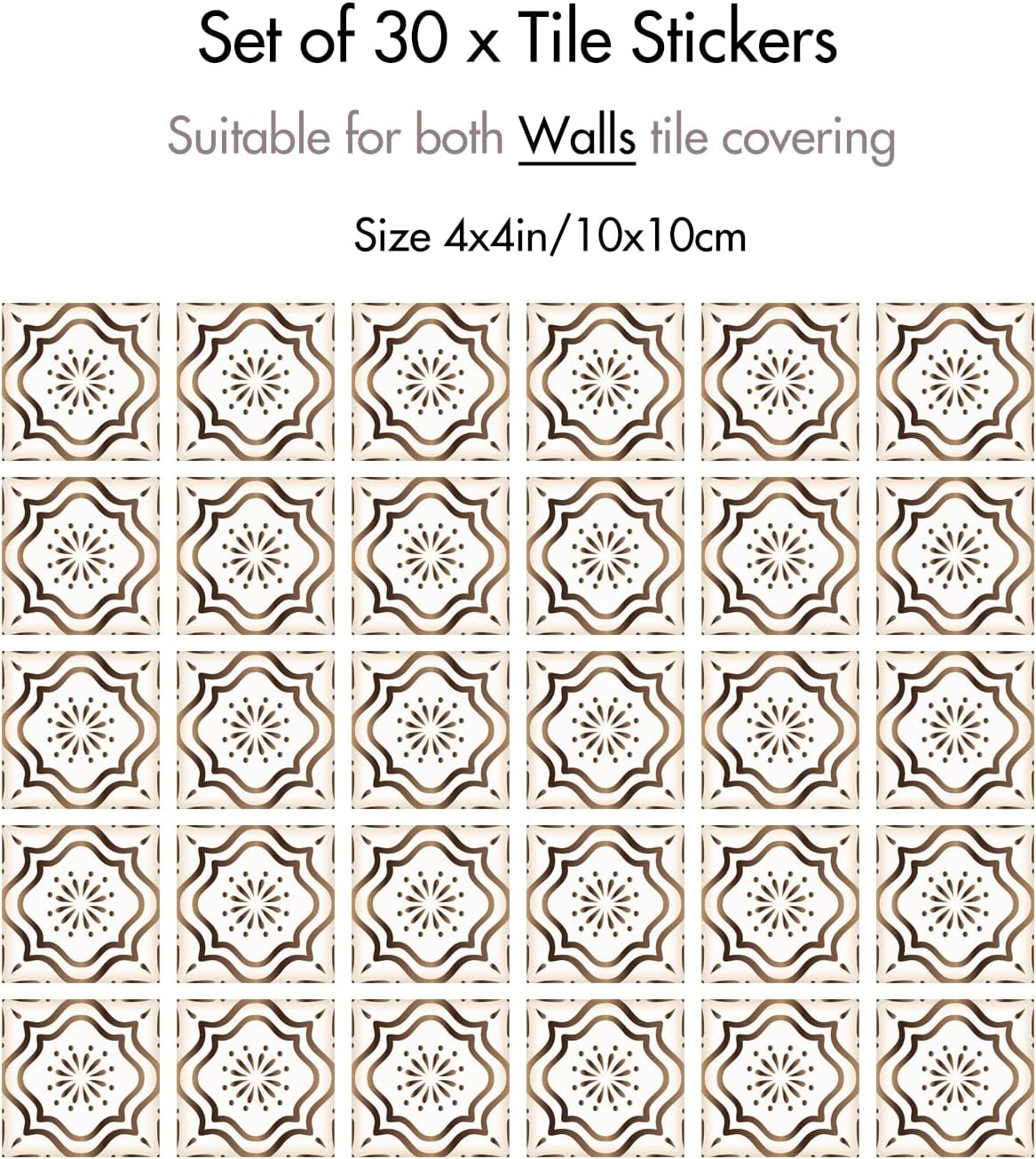 Self Adhesive Vinyl Wall Stickers / Brown / 4 Inch