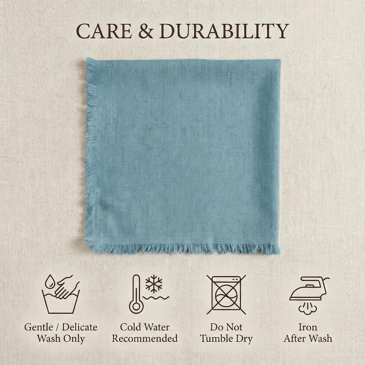 ACCENTHOME Blue Cotton Linen Napkin Set of 12 18x18 inch Dinner Napkins - Washable Soft Premium Hotel Quality Reusable