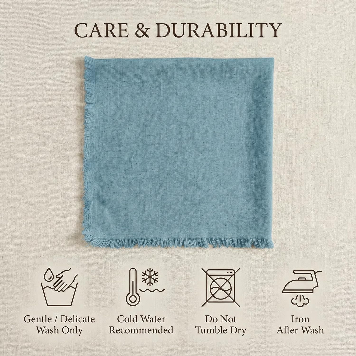 ACCENTHOME Blue Cotton Linen Napkin Set of 12 18x18 inch Dinner Napkins - Washable Soft Premium Hotel Quality Reusable