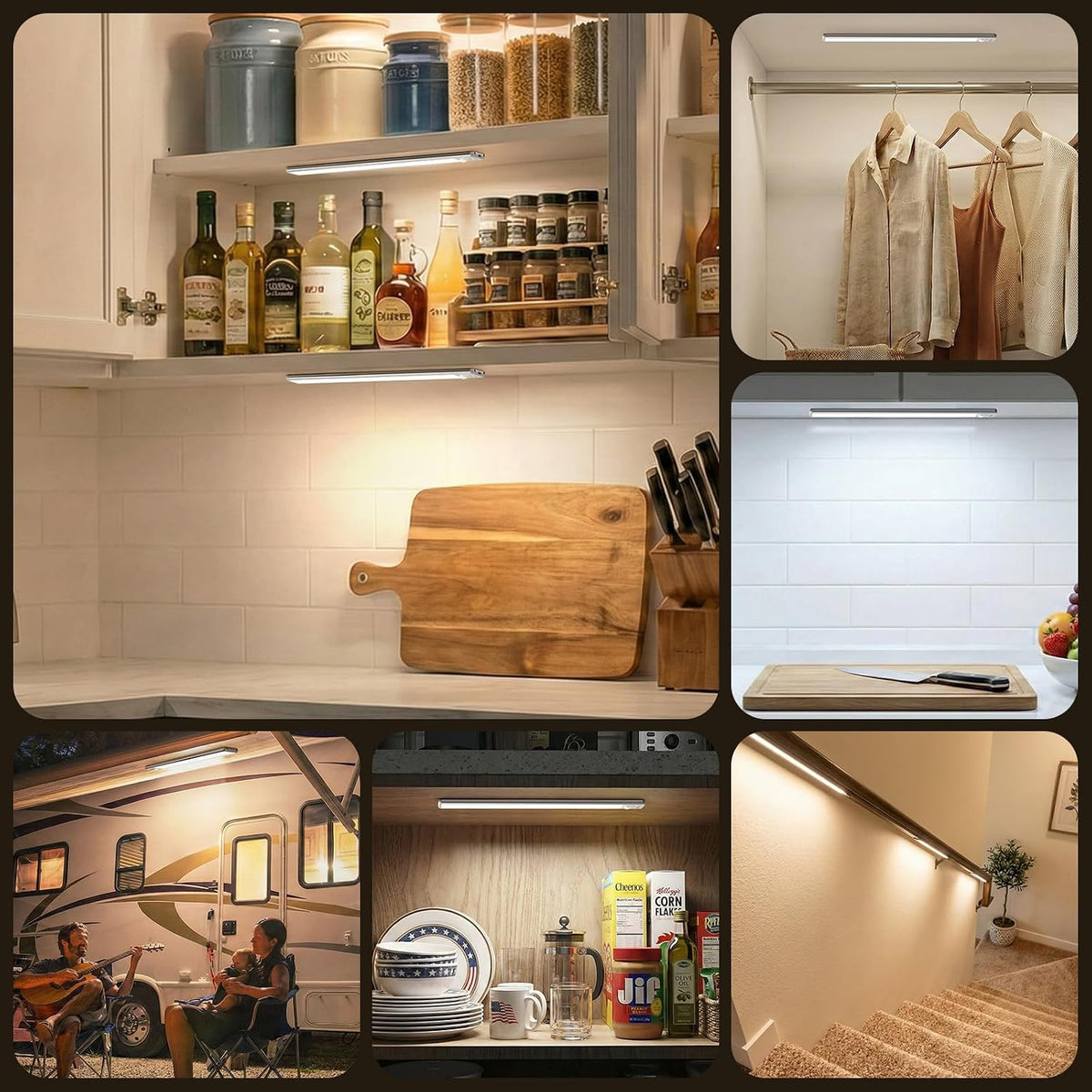 Motion Sensor Light Indoor, 80 LED Under Cabinet Lighting Battery Operated with 3 Color Temps, 1800mAh Rechargeable