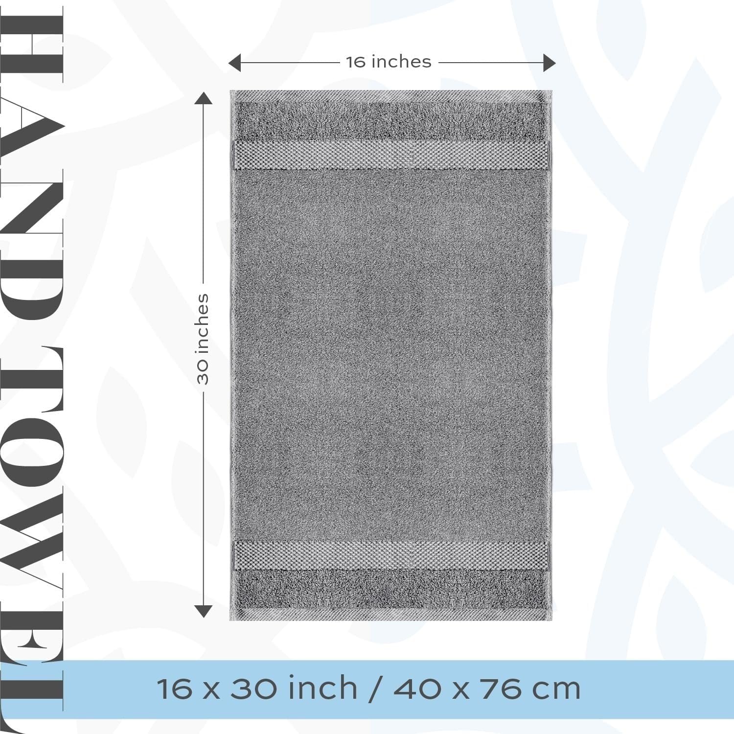 White Classic Luxury Light Gray Hand Towels - Soft 100% Turkish Cotton | Highly Absorbent Hotel spa Bathroom Towel