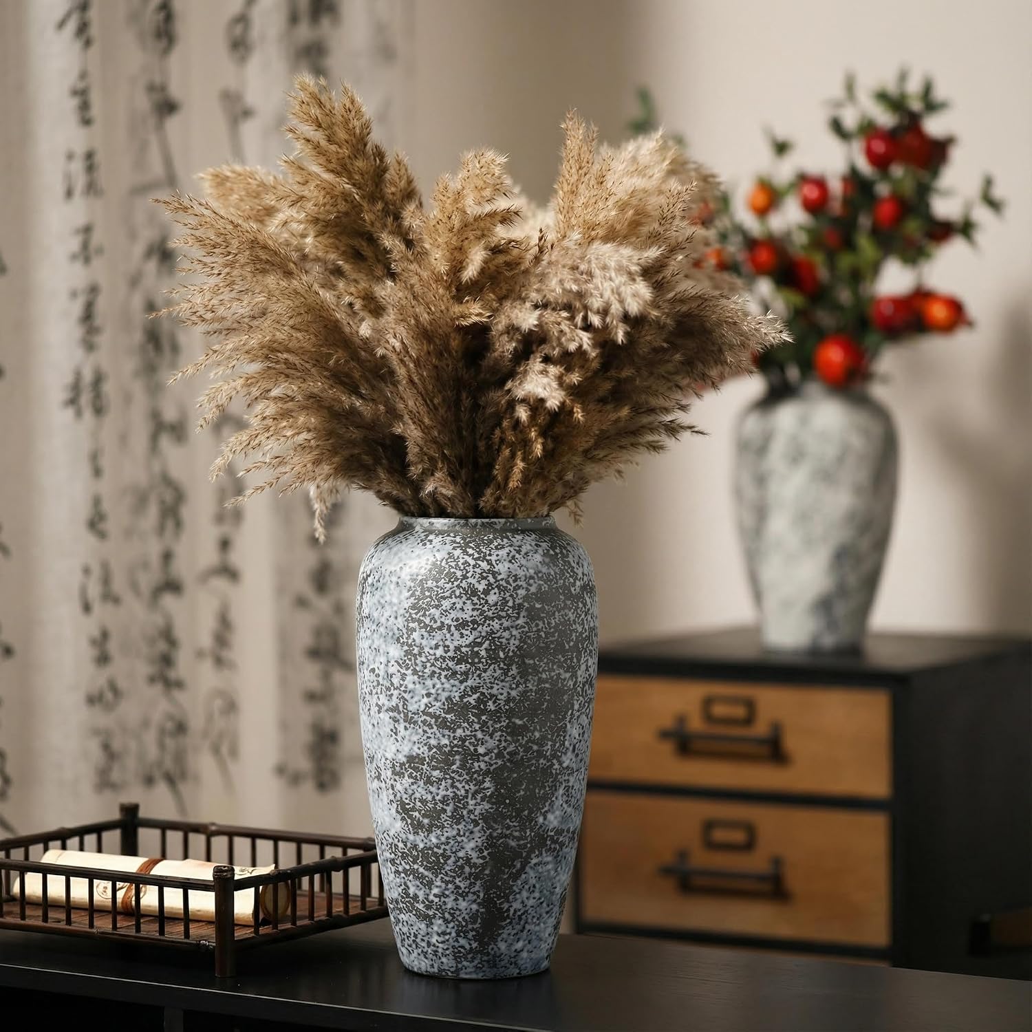 Rustic 12.5" Ceramic Vase / Speckled - 12.5" Tall