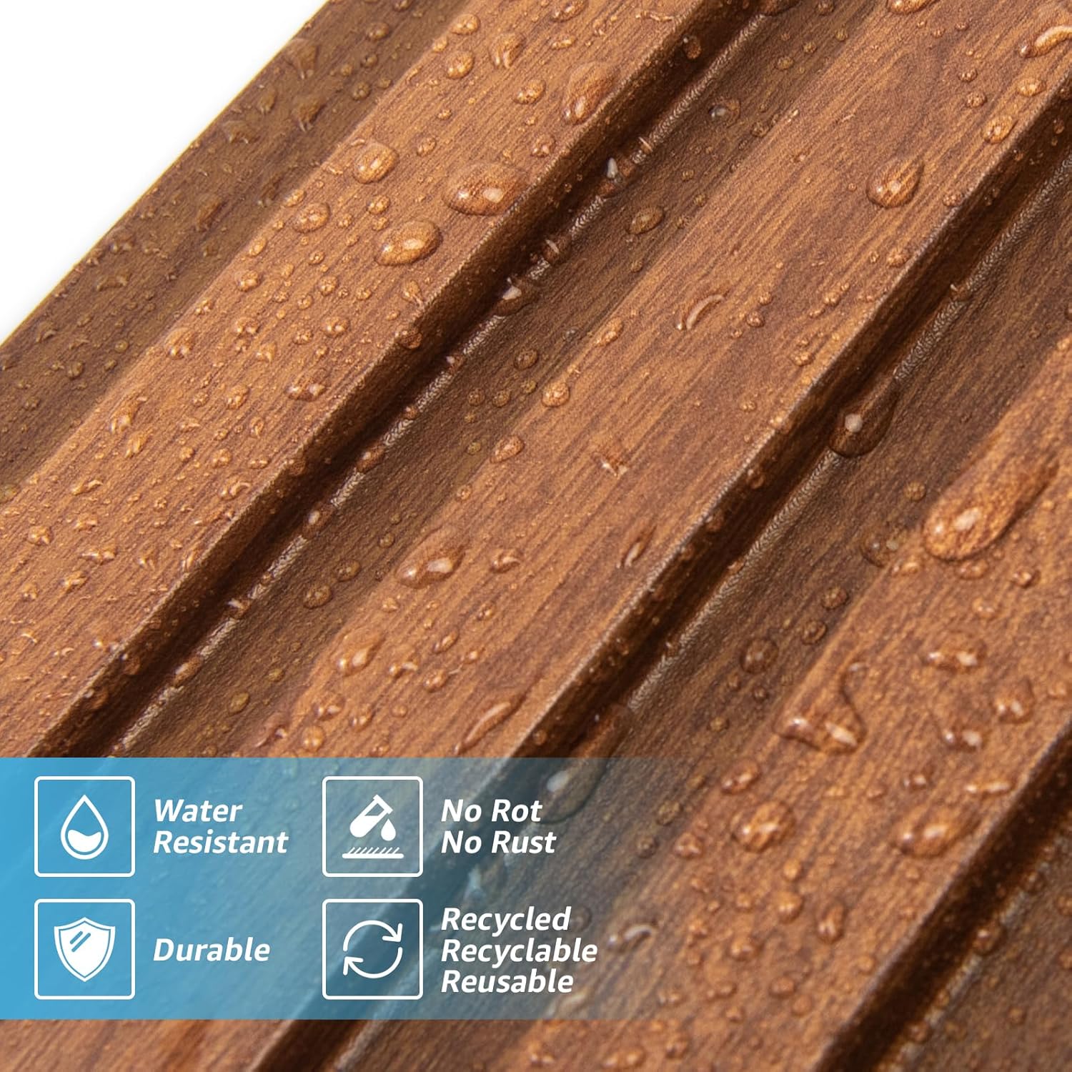WPC Wainscoting Panels / 96 x 6 / Wood Finish / Warm Teak-square / Set of 8