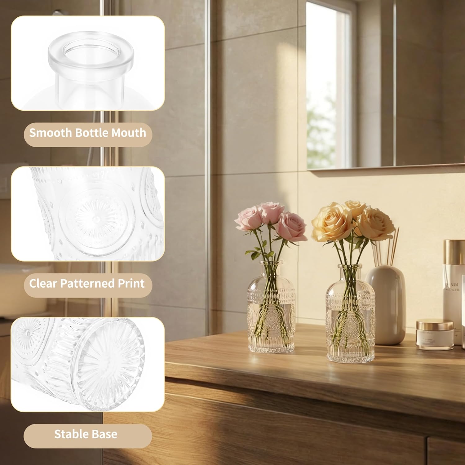 Glass Bud Vases in Bulk / Transparent / Set of 40