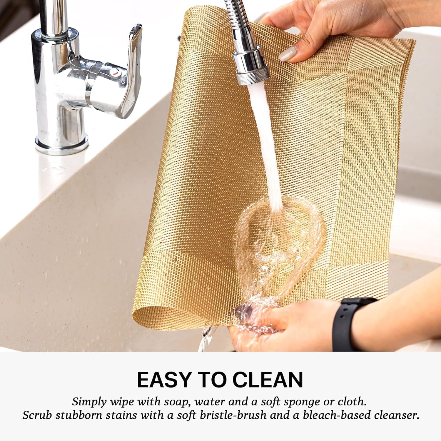 LEXMORE PlaceMats Set of 12 Vinyl/Plastic Woven Place Mats for Kitchen Table Indoor/Outdoor Washable PlaceMat Wipeable
