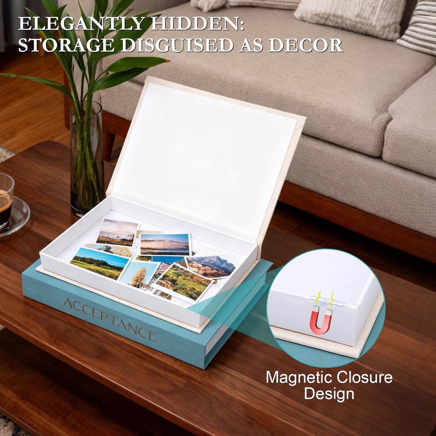 3 Hollow Linen Faux Books