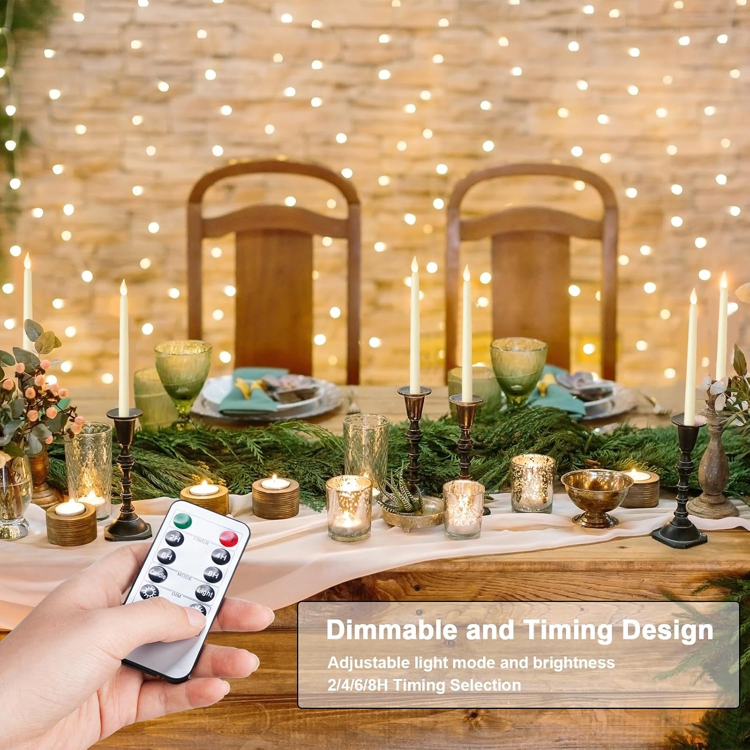 120 Pcs Flameless Taper Candles with Remote and Timer 11" Battery Operated Candlesticks LED Flickering Faux Candles