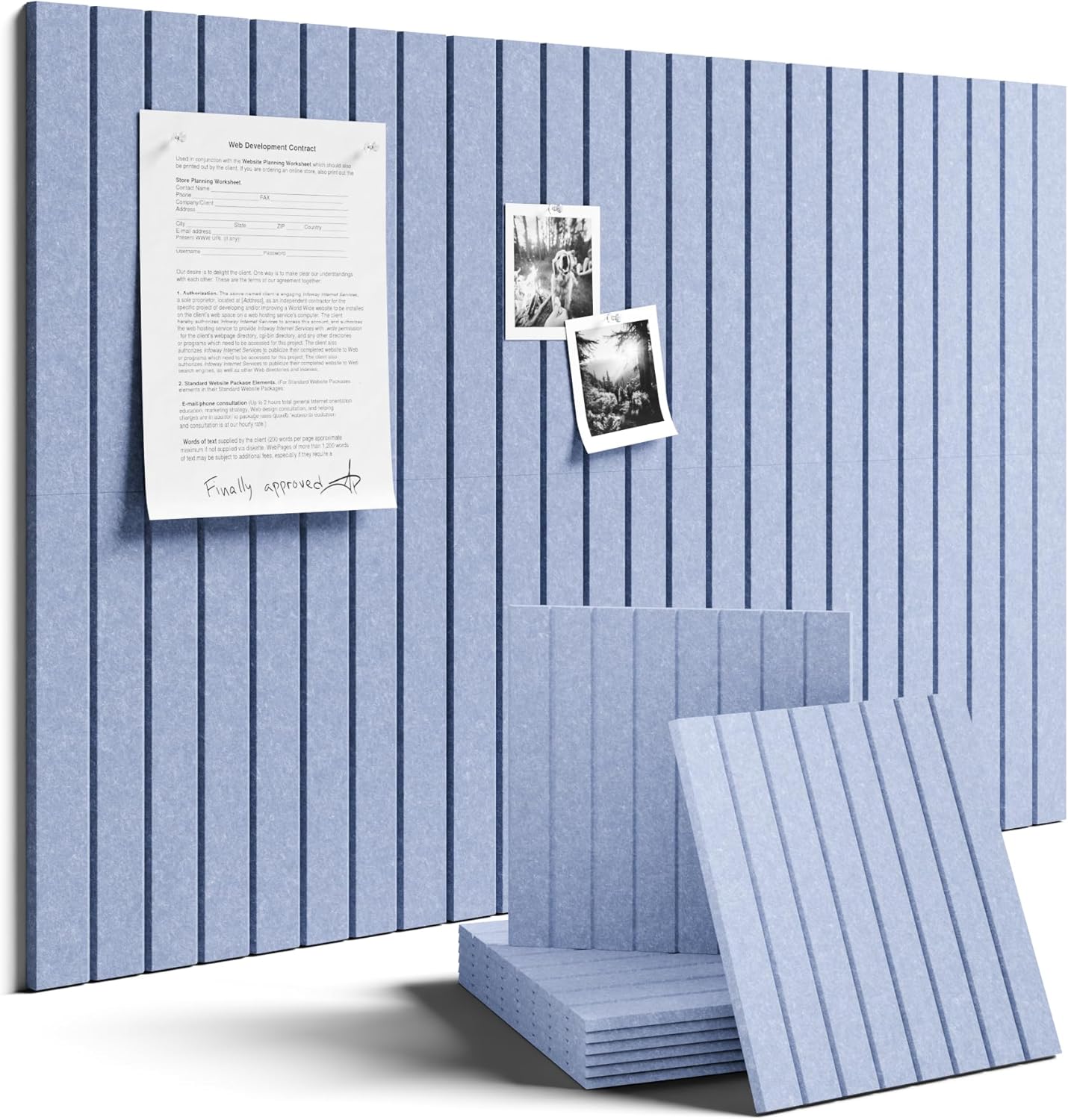 Fluxynara 36" x 24" Large Felt Bulletin Board, Soft Periwinkle