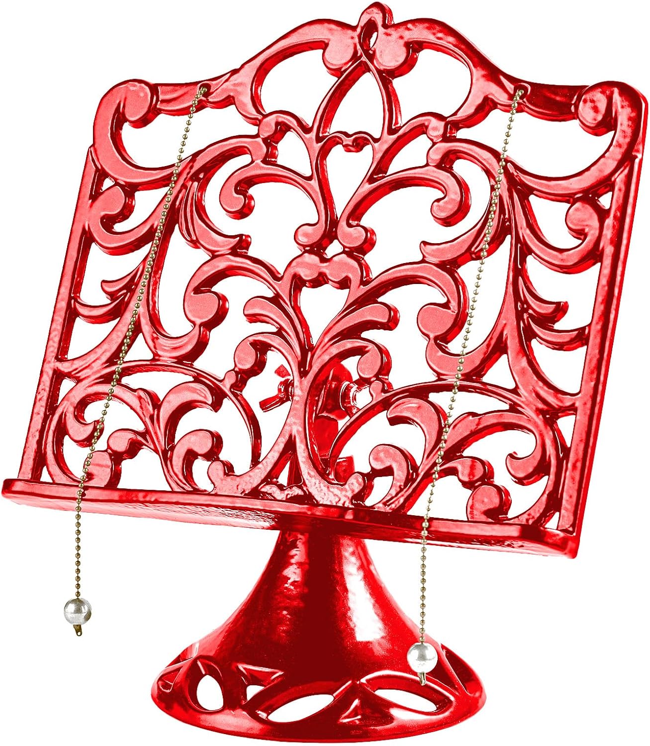 JOGREFUL Adjustable Cast Iron Cookbook Stand, Kitchen Recipe Holder Red | Heavy-Duty Book Vintage Holder, Reading Rest