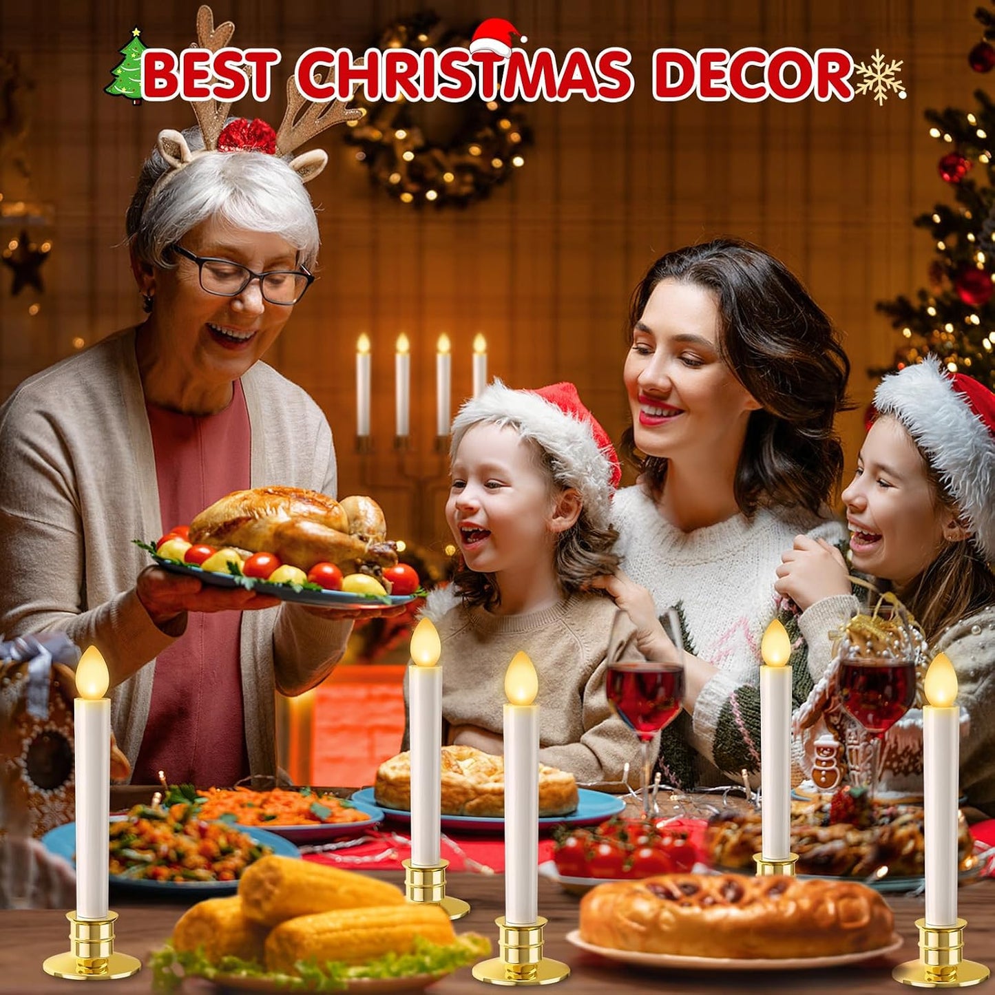 Christmas Window Candles Lights Battery Operated Candles 6 Pack Xmas Decor | Christmas Decorations Flameless Candles