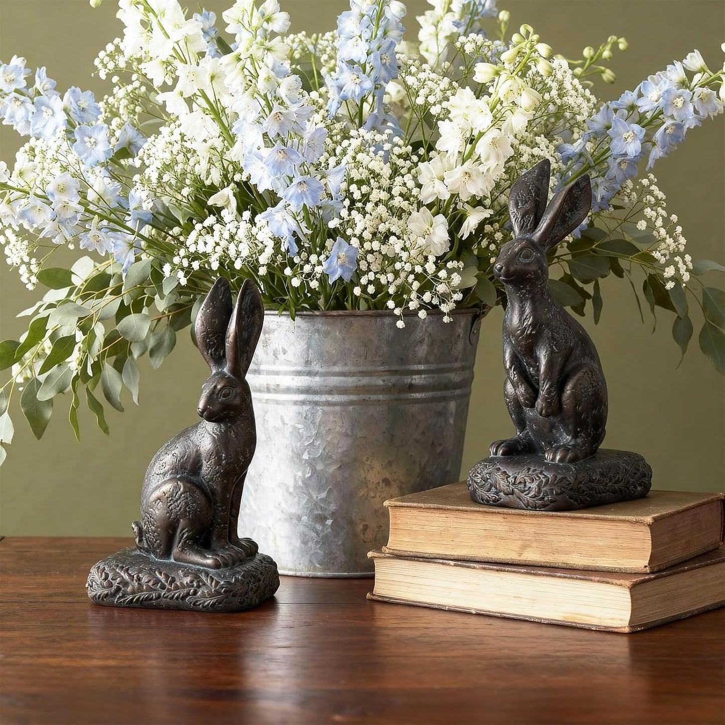 Rabbit Bookends / Heavy Resin Book Holder