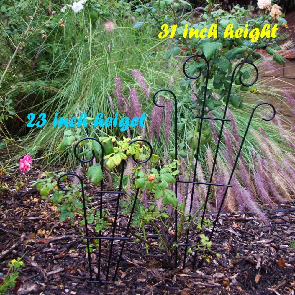 2 Pack 31 Inch Black Coated Wave Pot Metal Trellis Stakes for Climbing Plants Patio Plant Support for Outdoor,Rose