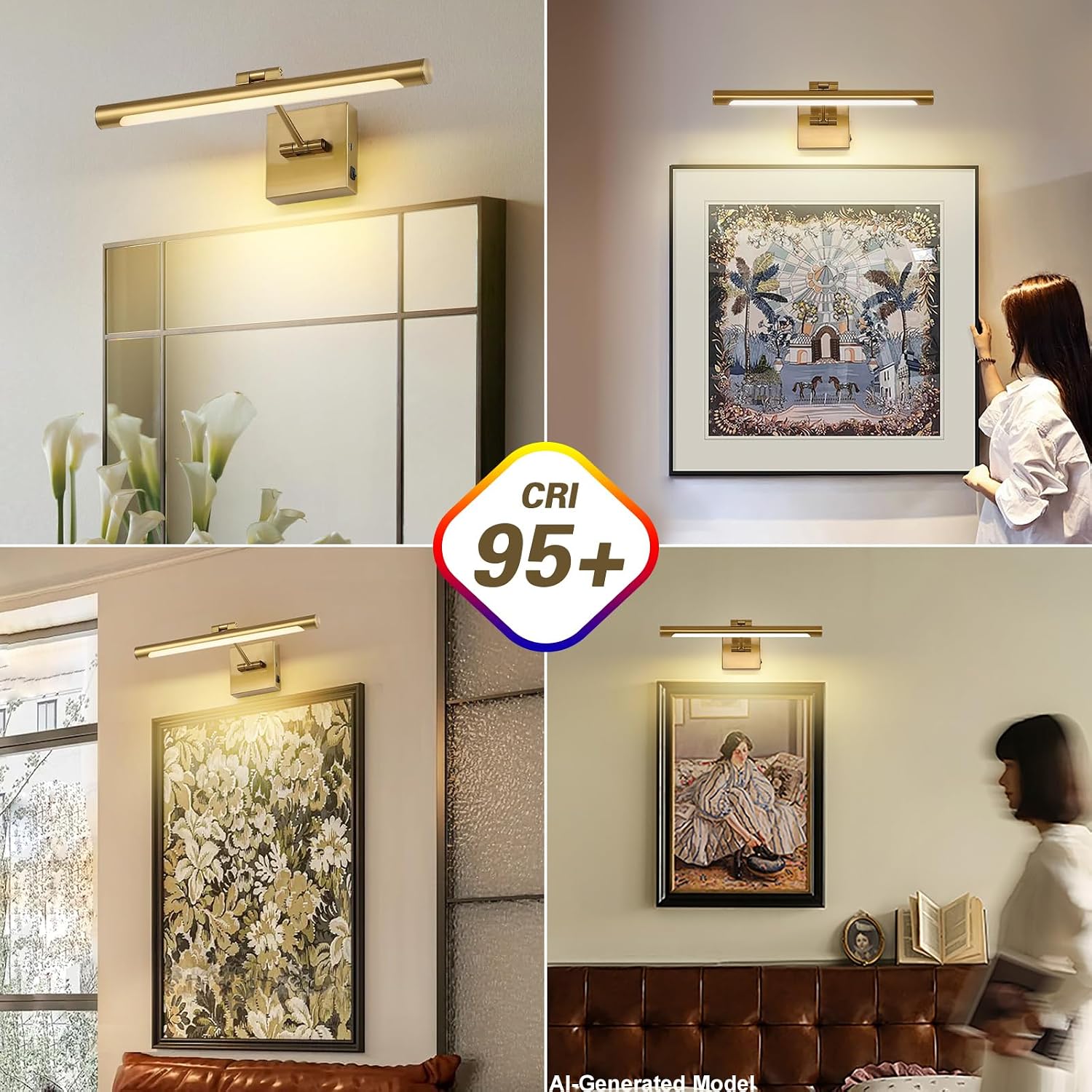 Joosenhouse Battery Operated Picture Lights for Wall Rechargeable Art Lighting for Paintings Wireless Gallery Light