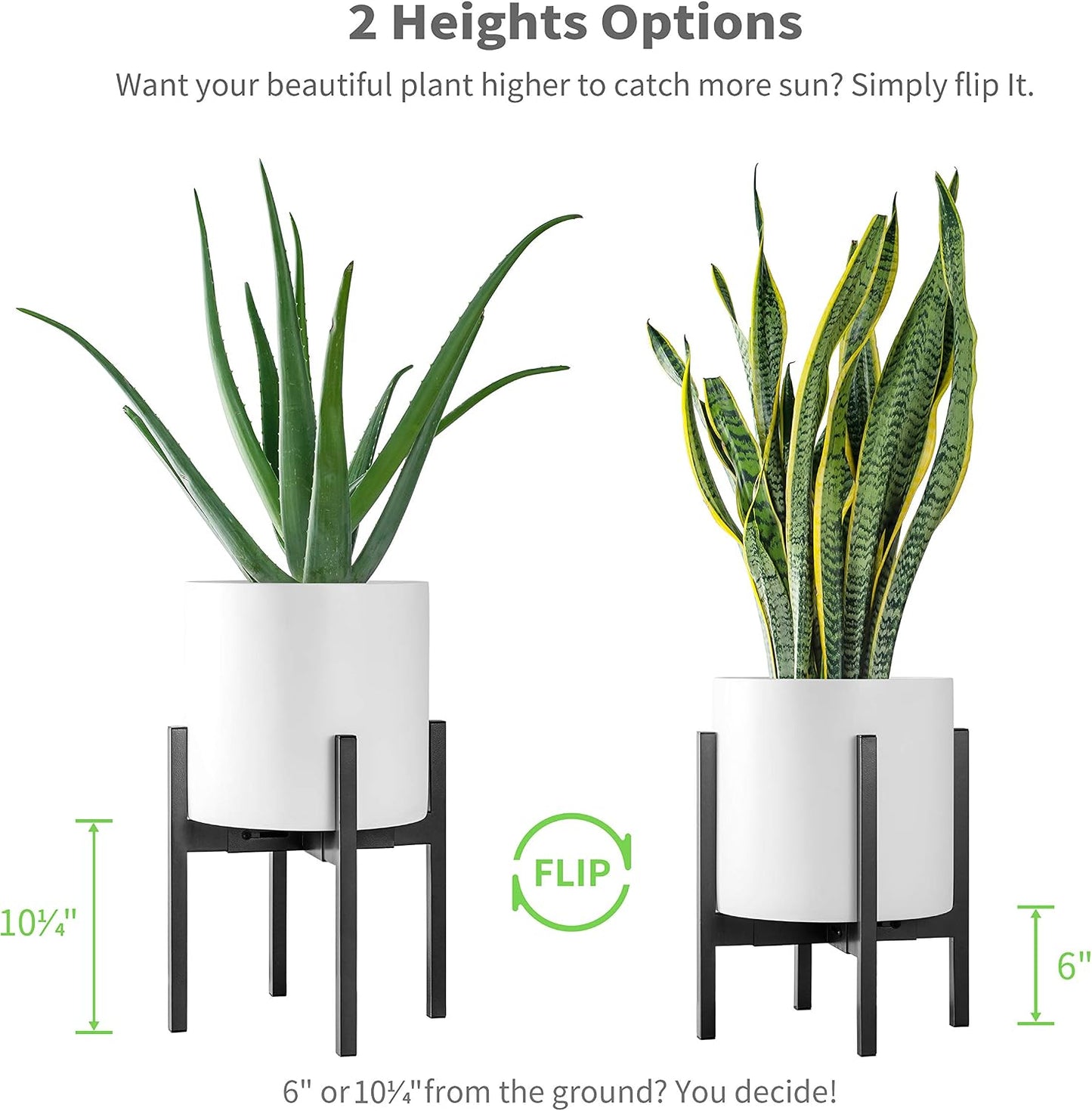 FaithLand Plant Stand, Adjustable Size Fits 8 9 10 11 12 Inches Plant Pot, Metal Planter Stand, Mid Century Expandable