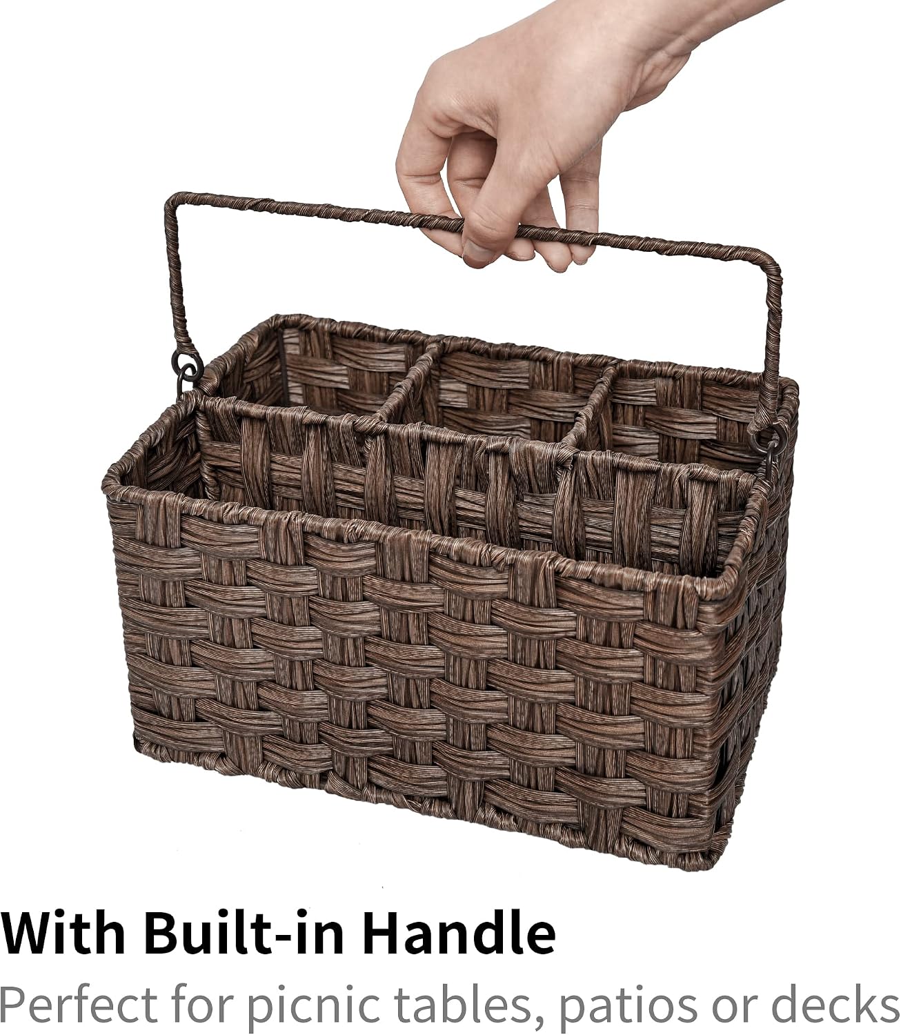 Wicker Utensil Holder Organizer / Brown