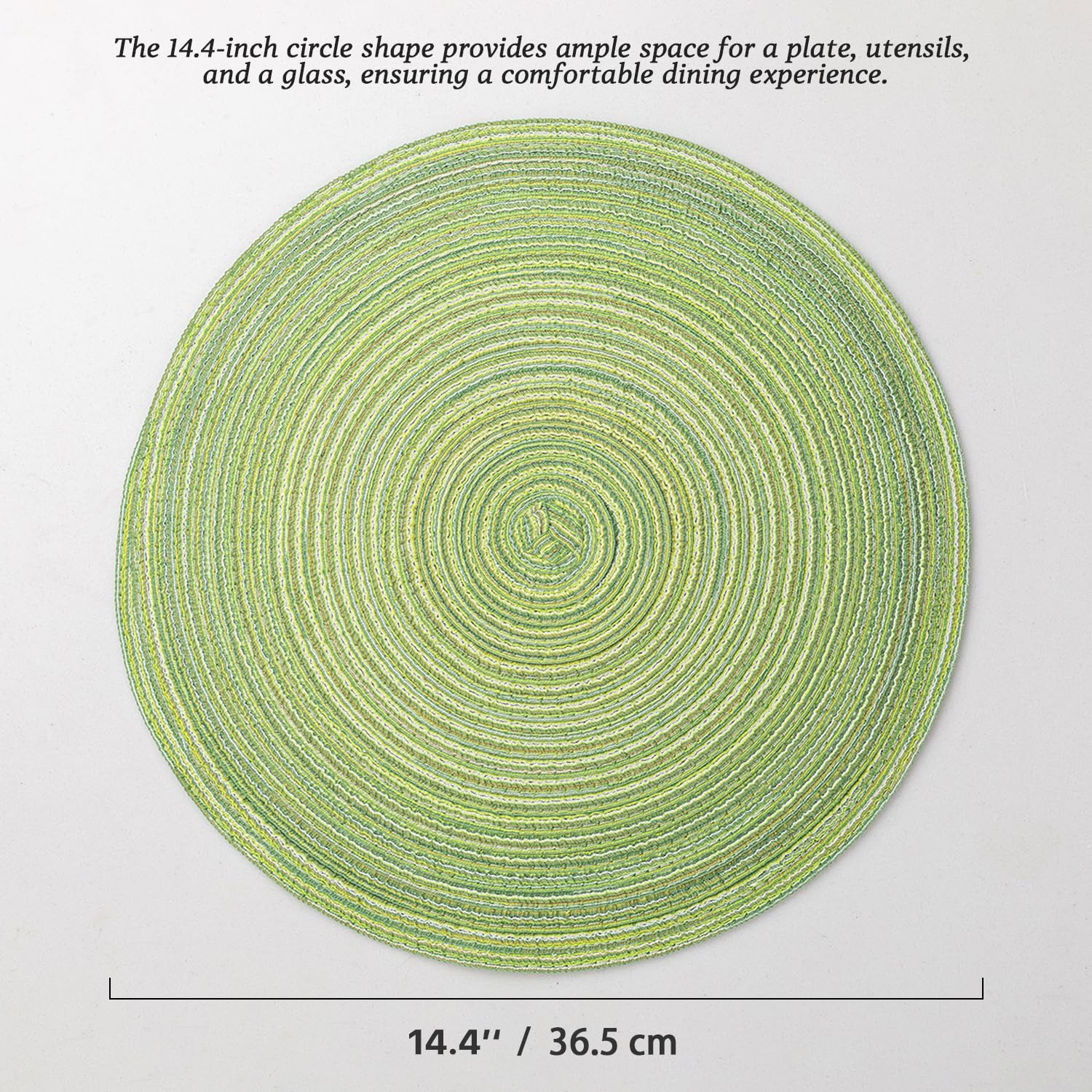 BARoyal Round Placemats Set of 12 Woven Placemats Washable Braided Table Mats for Dining Table Heat Resistant Non-Slip