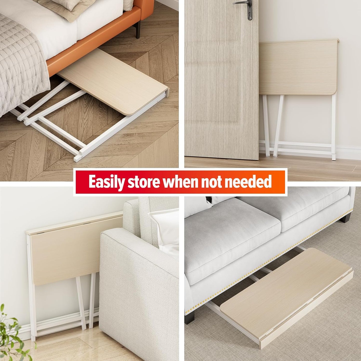 Small Foldable Desk 31.5" for Small Spaces / 31.5 x 15.7 / Small Size / Beige