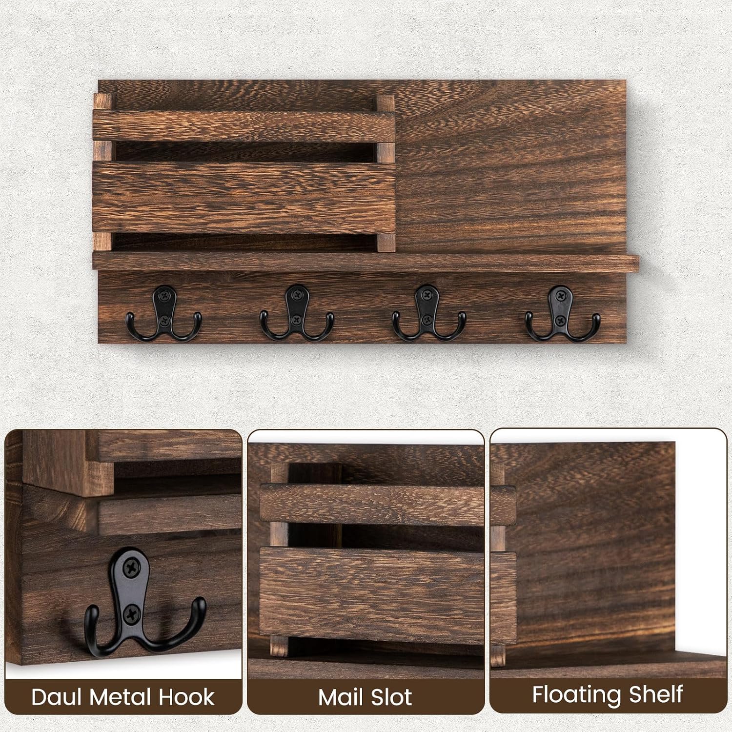 Wooden Letter Sorter Organizer / A - Brown