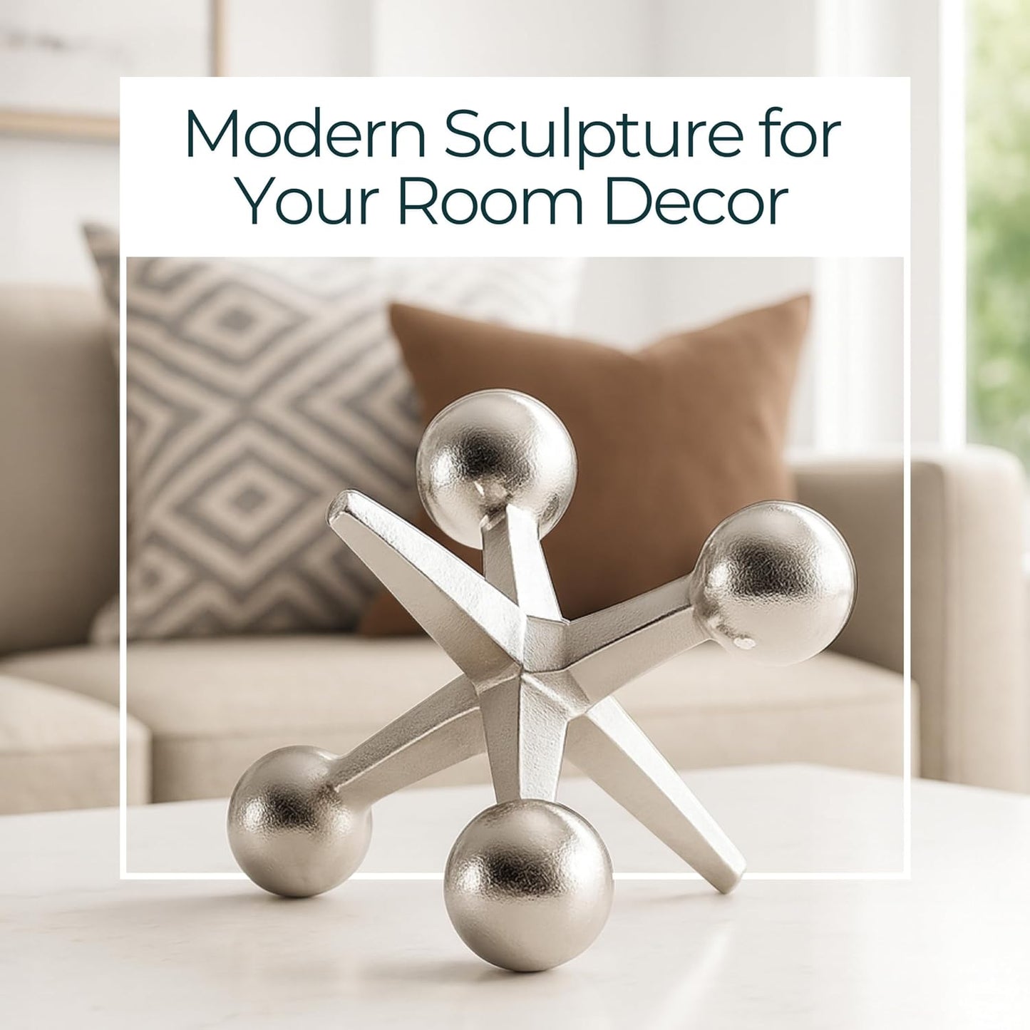 Modern Decorative Sculpture Figurine / 5.0" H / Silver/metallic