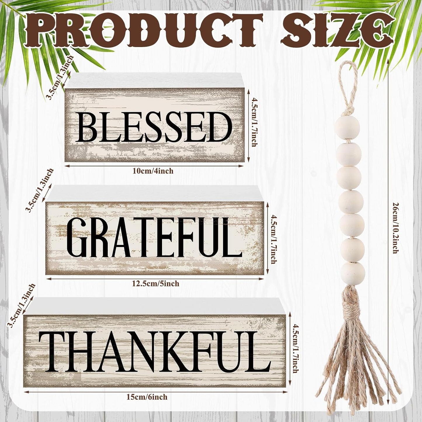 Farmhouse Wooden Tabletop Decor Neutral Farmhouse Tiered Tray Decor Rustic / Blessed / Set of 4