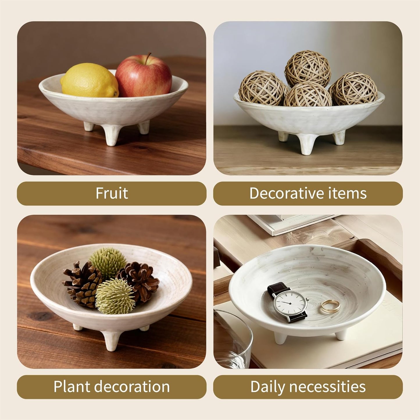 Small Wabi-Sabi Ceramic Bowl / White / 6 Inch