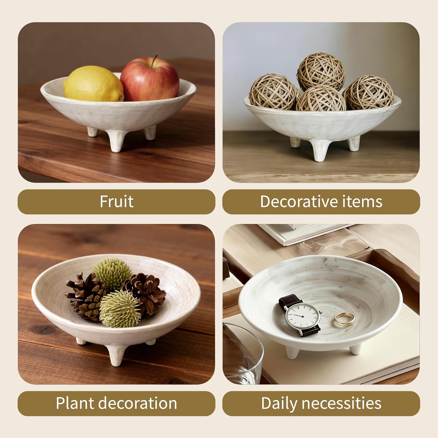 Small Wabi-Sabi Ceramic Bowl / White / 6 Inch