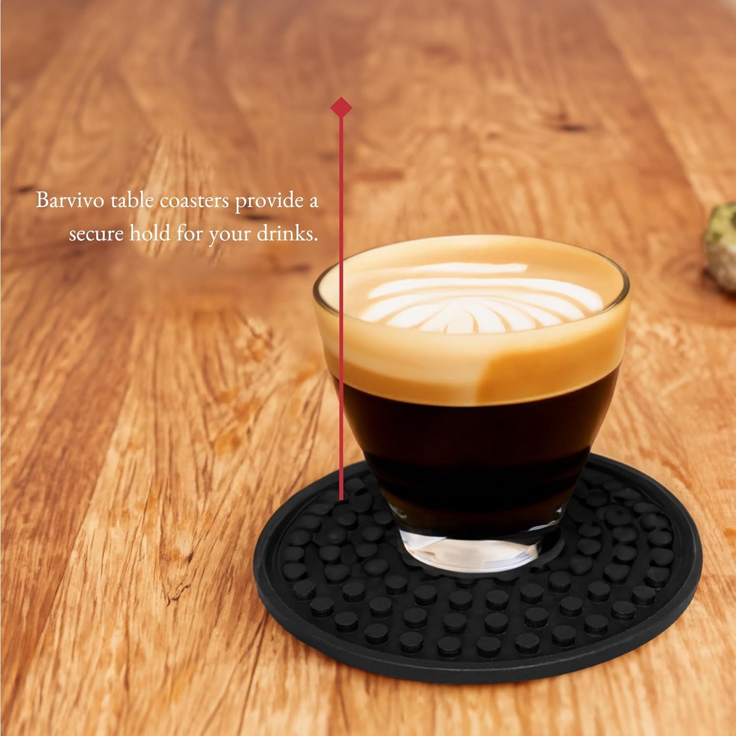 Holder / Cup Coasters / Black / Round / Set of 8