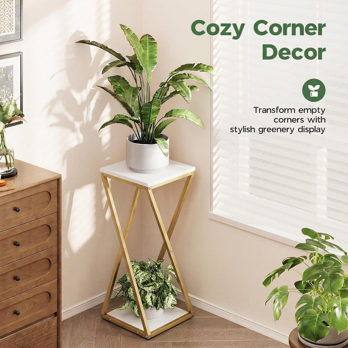 Bamworld Tall Plant Stand Indoor Corner Plant Shelf Tiered Plant Stand Wood Plant Table Heavy Duty Flower Pot Stands