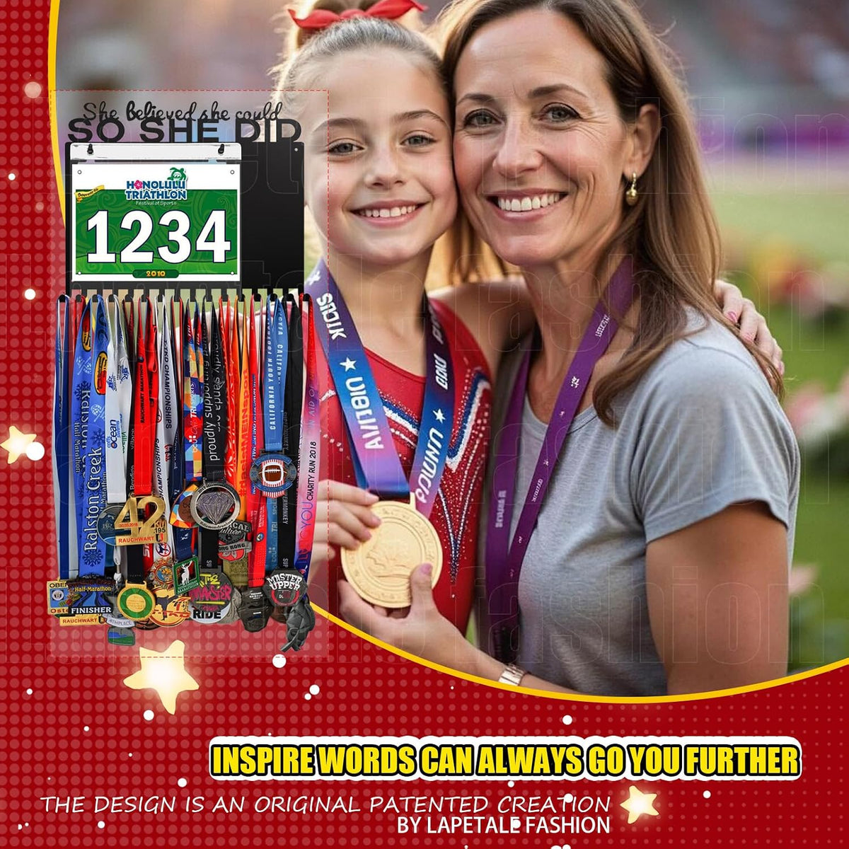 She Believed She Could SO SHE DID Race Medal Holder Wall Hanger,Marathon Medal Display and Runner Medal Hanger