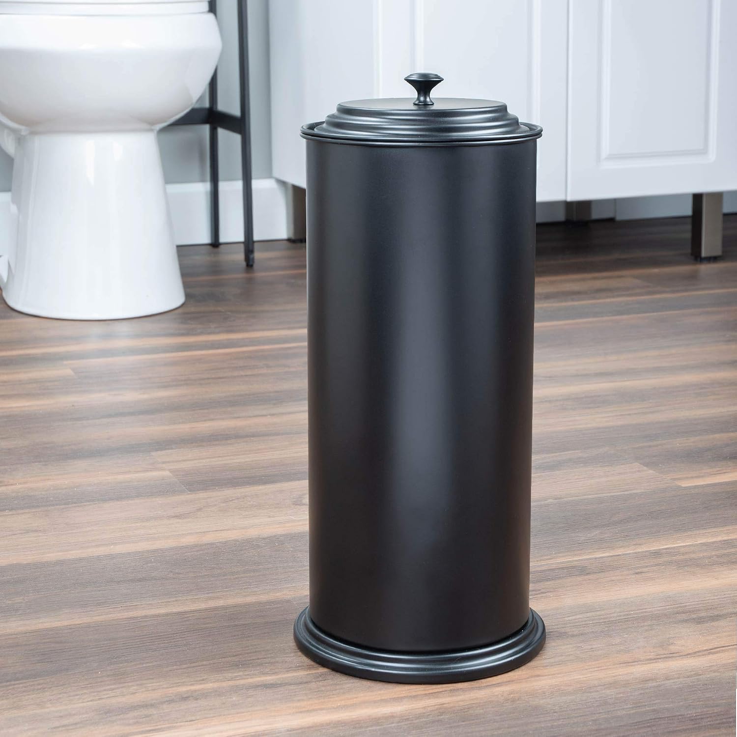 JS Jackson Supplies Free Standing Extra Large Toilet Paper Holder - Matte Black