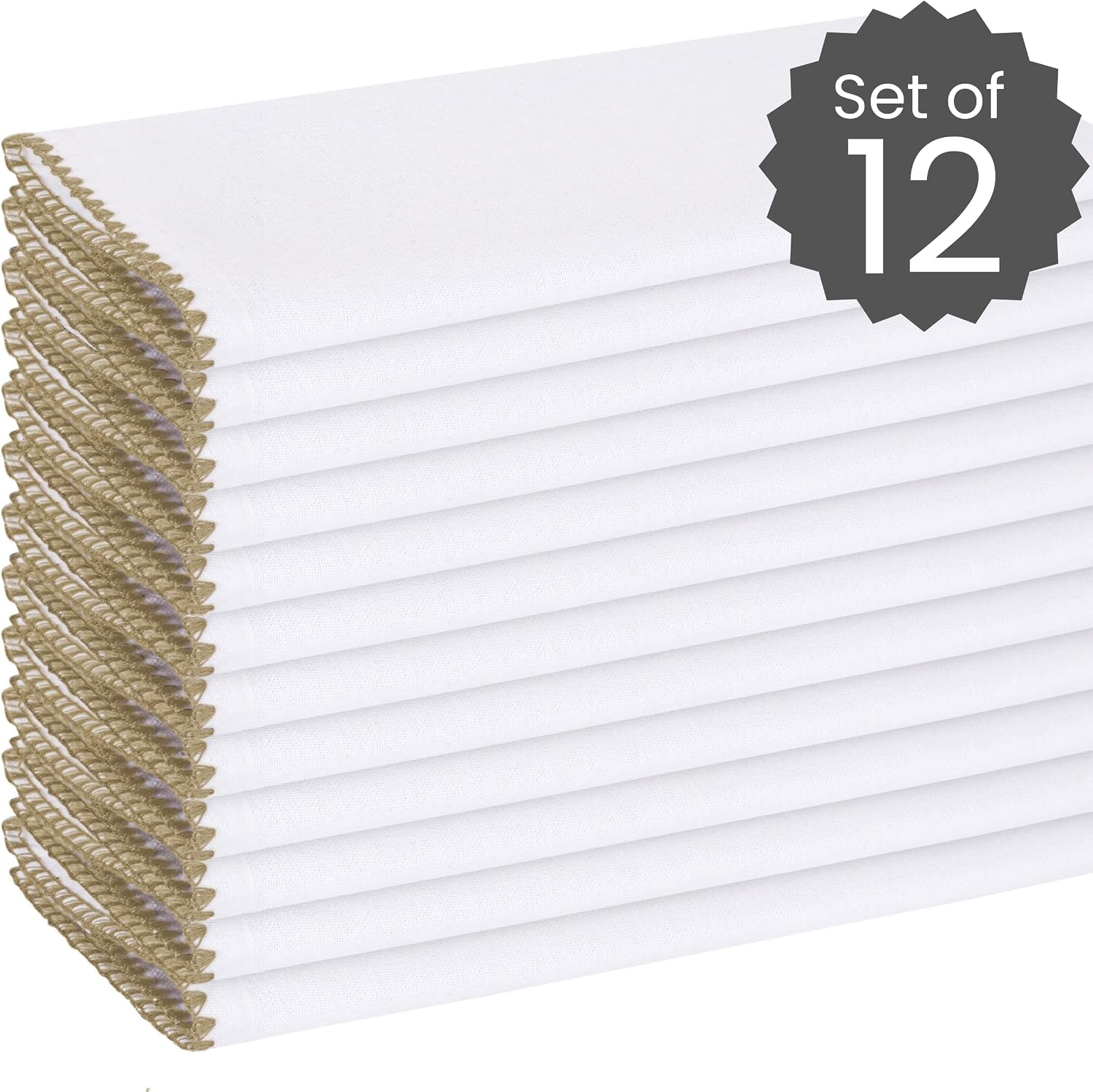 Cloth Napkins with Trim - Everyday Use Table Dinner Napkins - Soft Durable Washable - Ideal for Dinner Party Wedding