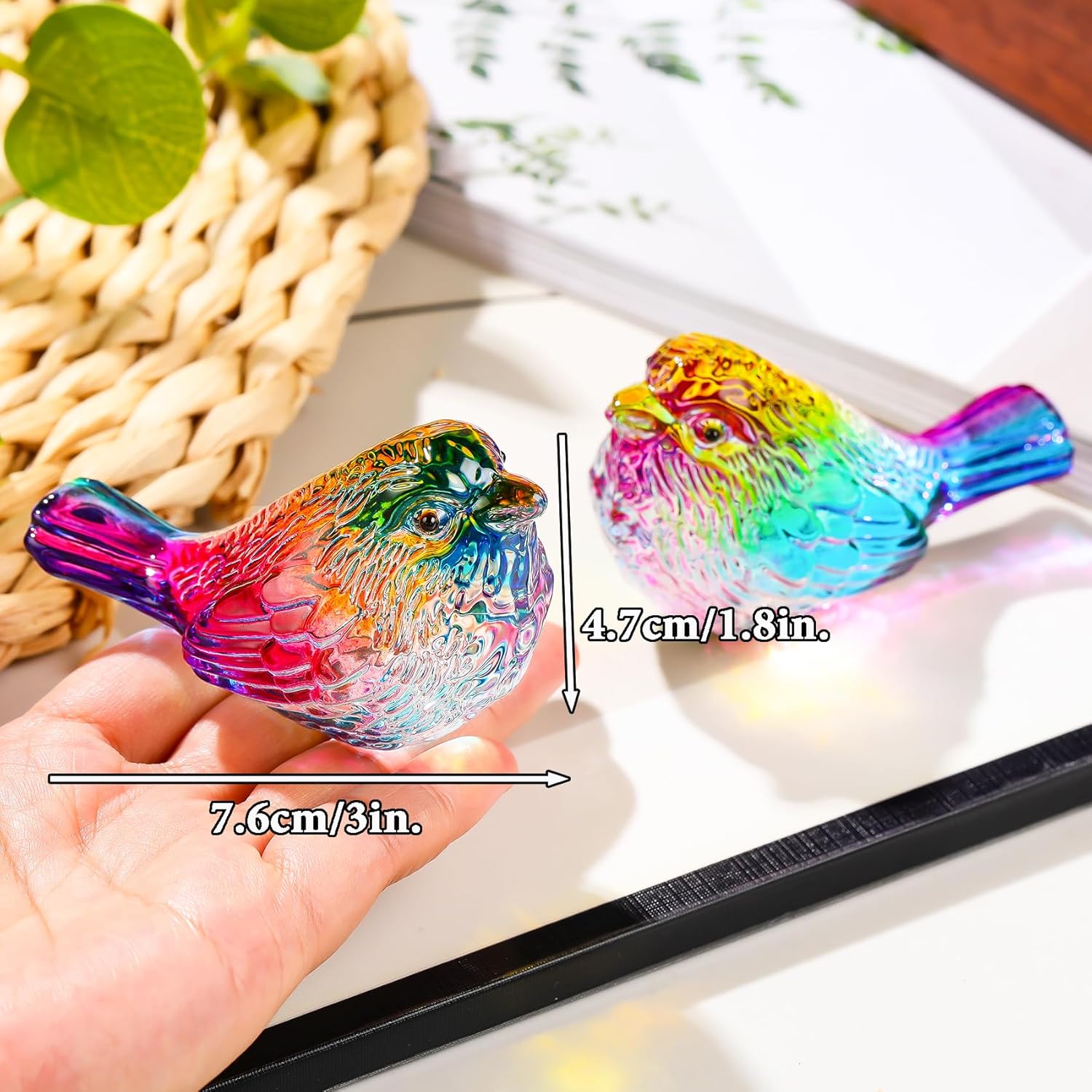 Colorful Crystal Birds Figurines Handmade Bird Gifts for Women Men Bird / Multicolor / Set of 2