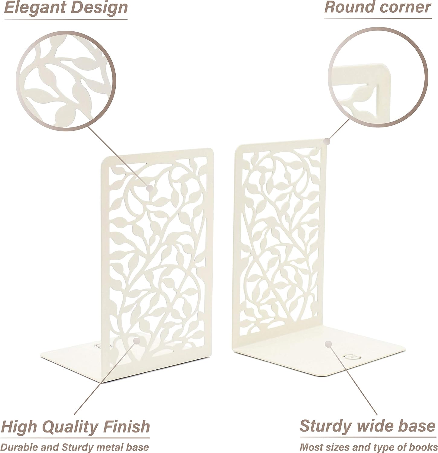 Metal for Heavy Books / White / Set of 2