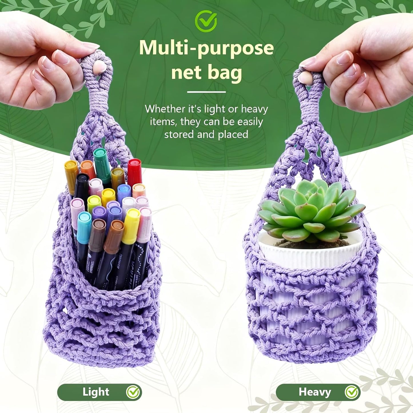 Macrame Wall Plant Hanger / Purple / 4-inch / 4 Inch