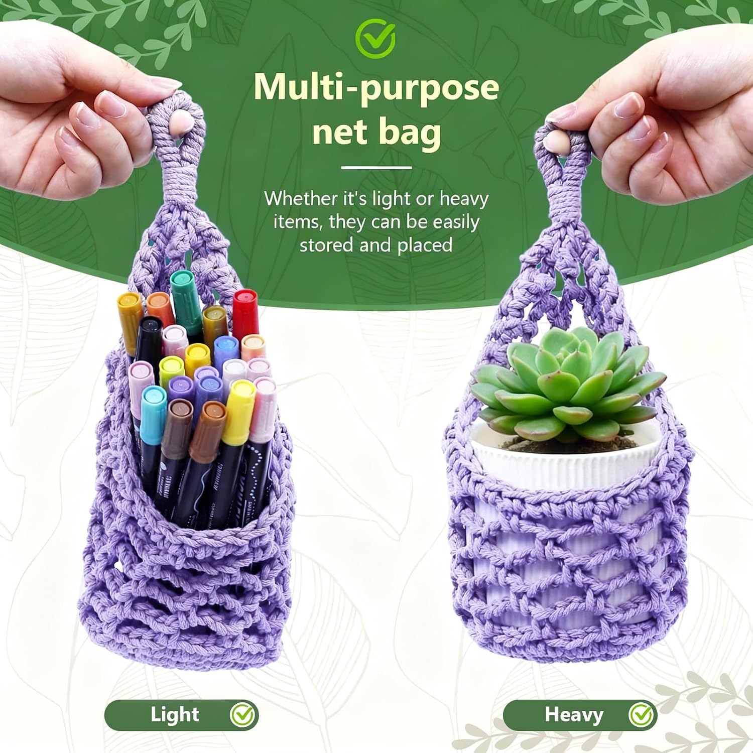 Macrame Wall Plant Hanger / Purple / 4-inch / 4 Inch