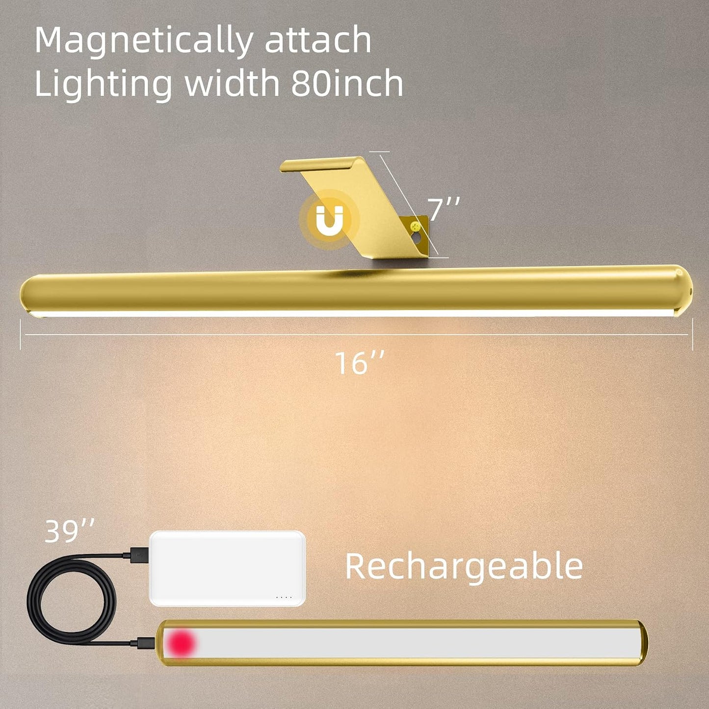Battery Operated Picture Light Painting Light with Remote, 16'' Wall Art Gallery Display Light,Full Metal Dimmable