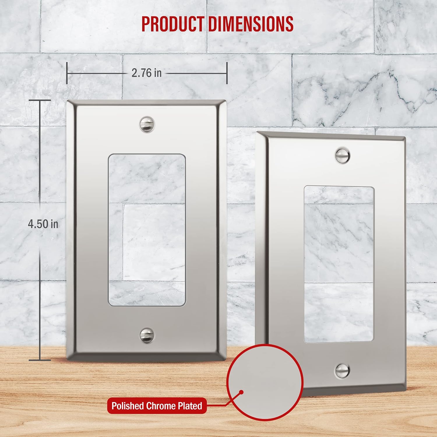 ENERLITES Decorator Switch or Outlet Metal Wall Plate, Stainless Steel 201, Corrosion Resistant, Size 1-Gang 4.50" x