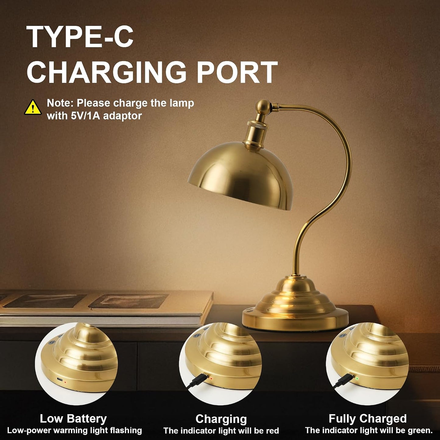 Battery Operated Desk Lamps / Brass