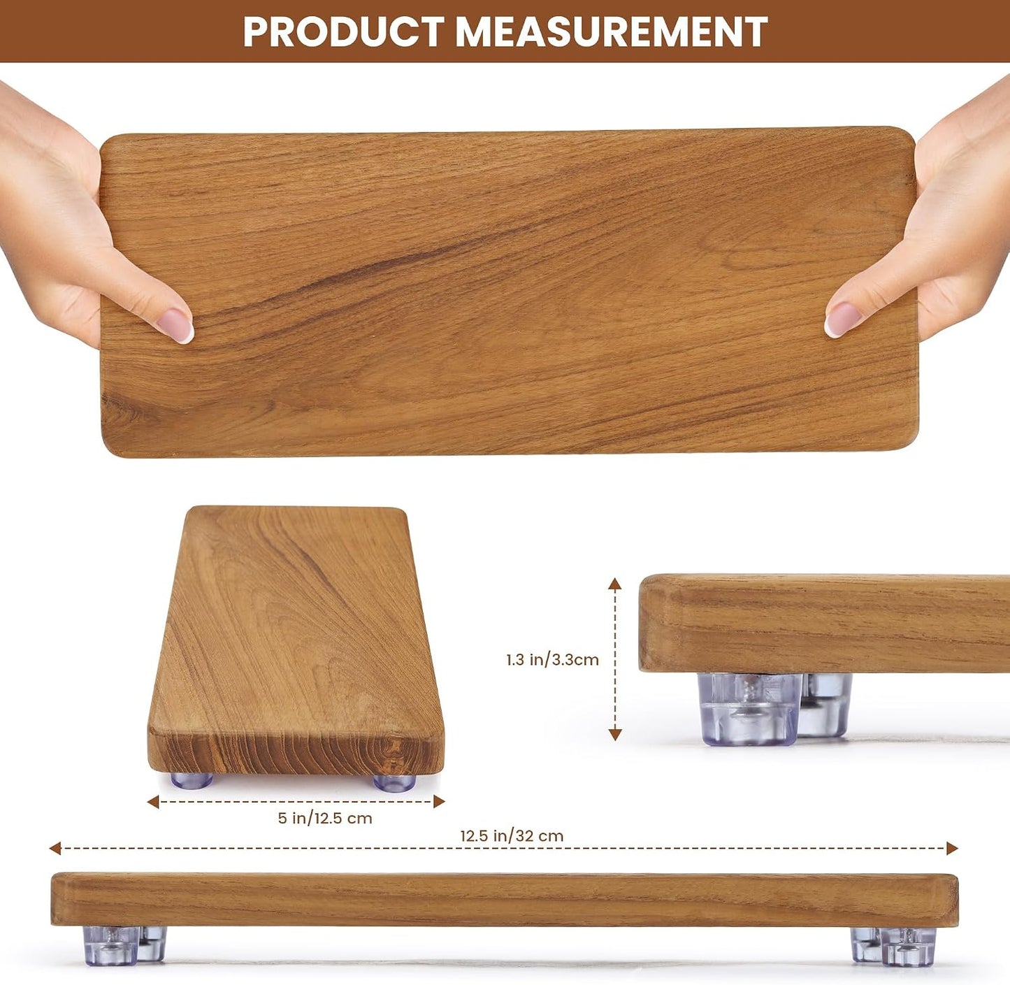 Solid Teak Wood Riser Tray / Teaktray1 / 12.6 x 5