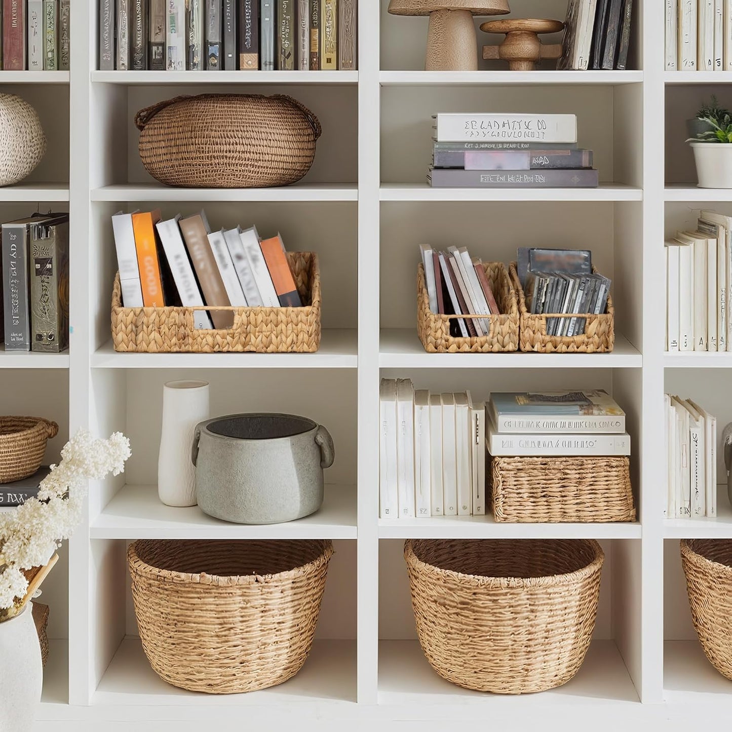 Wicker Baskets / Handwoven Shelf Baskets / 2 x 7 / Natural