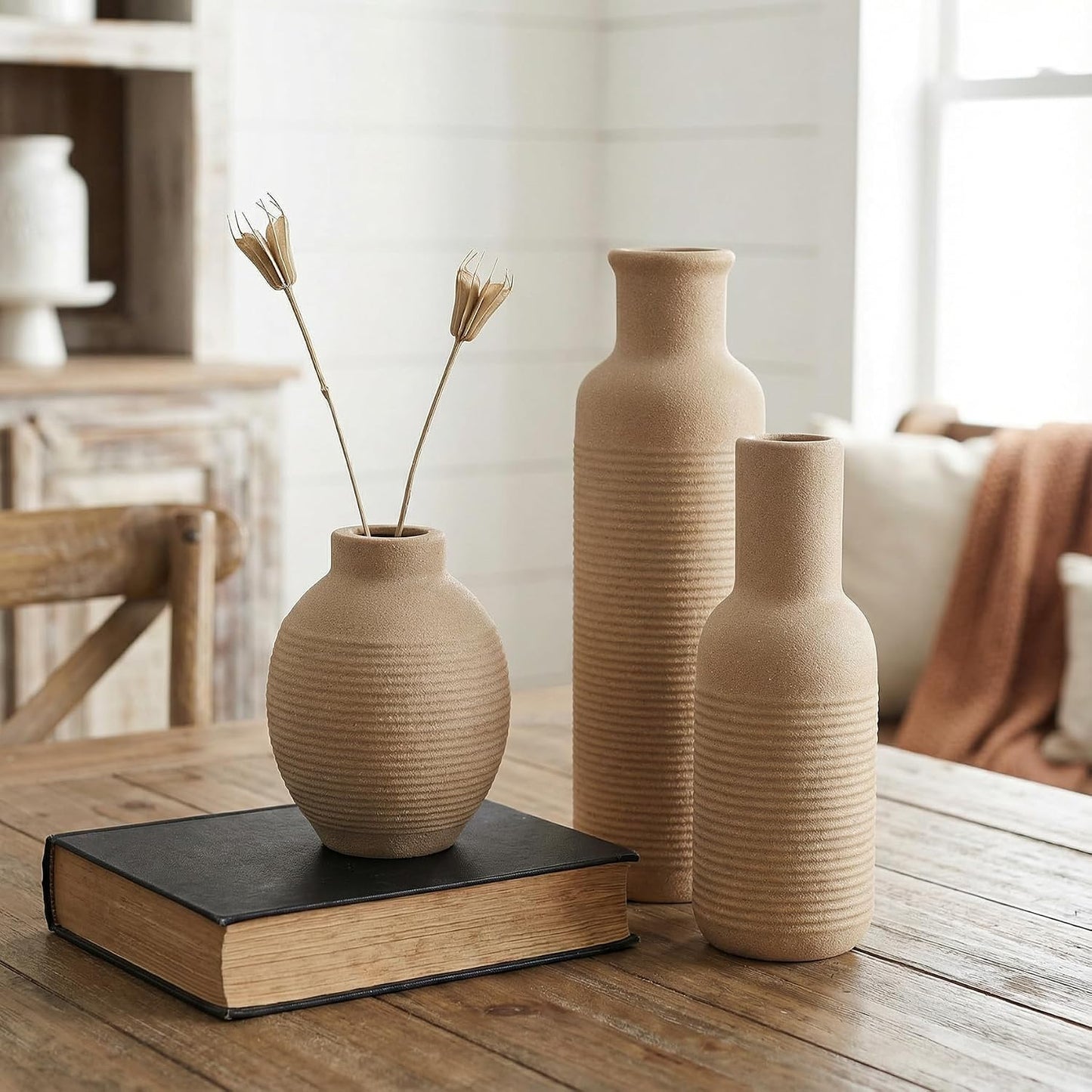 Rustic Farmhouse Vase / Retro / Set of 3
