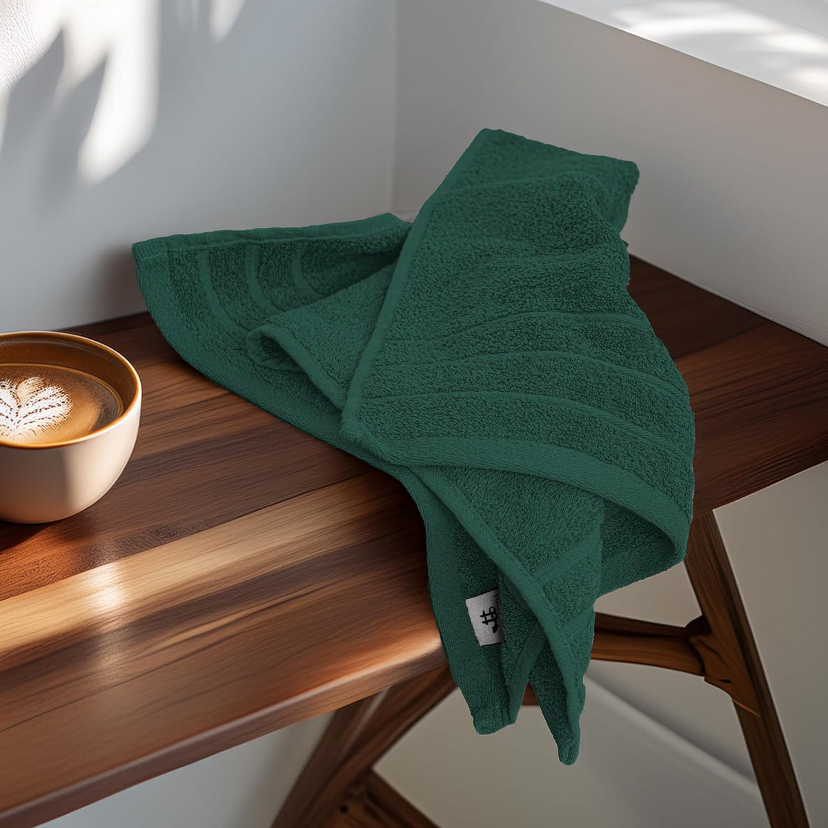 6 Piece Hand Towels Set 16 x 28 Inches, Hunter Green | 100% Cotton, Lighter Weight, Quick to Dry, 16 x 28 Inches, Super