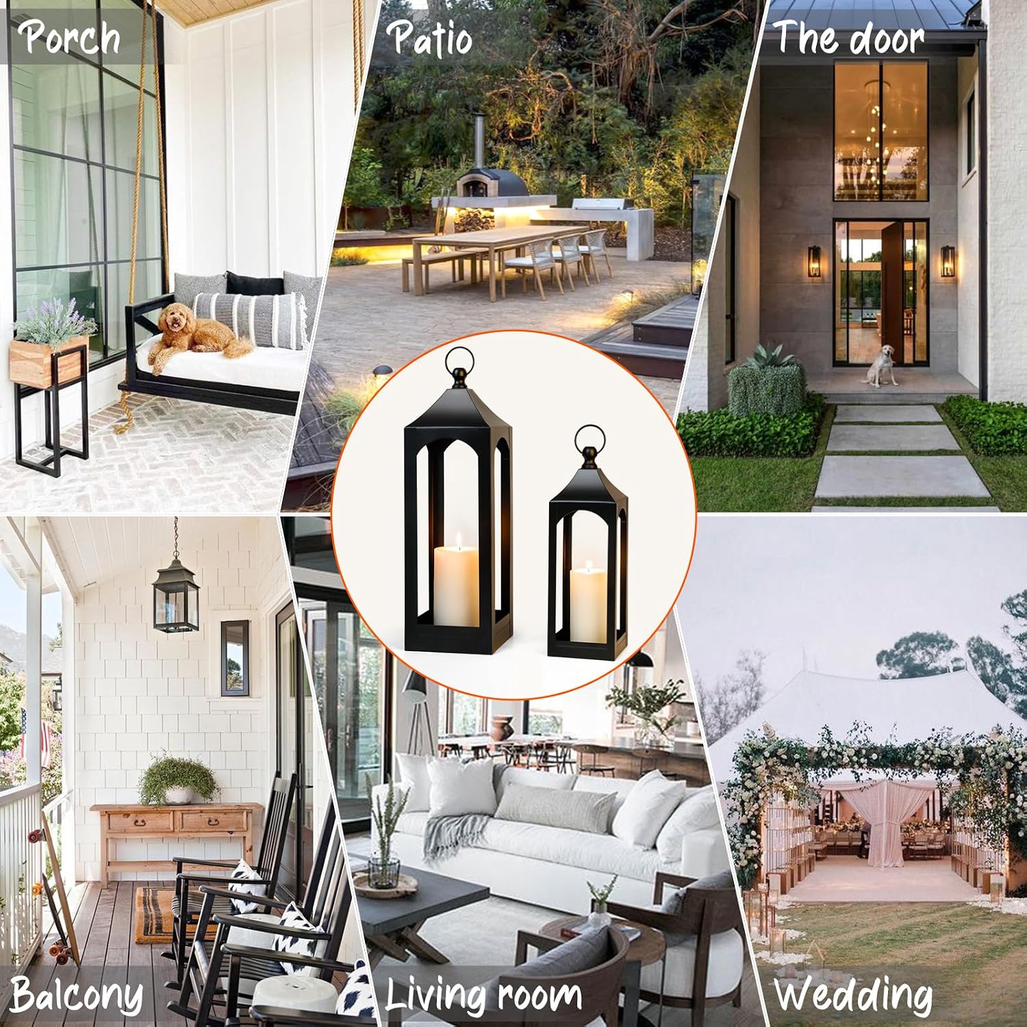Modern Farmhouse Lantern Decor Metal Decorative Hanging Candle Lanterns | Ideal for Home Decor, Parties & Events, 21.2"