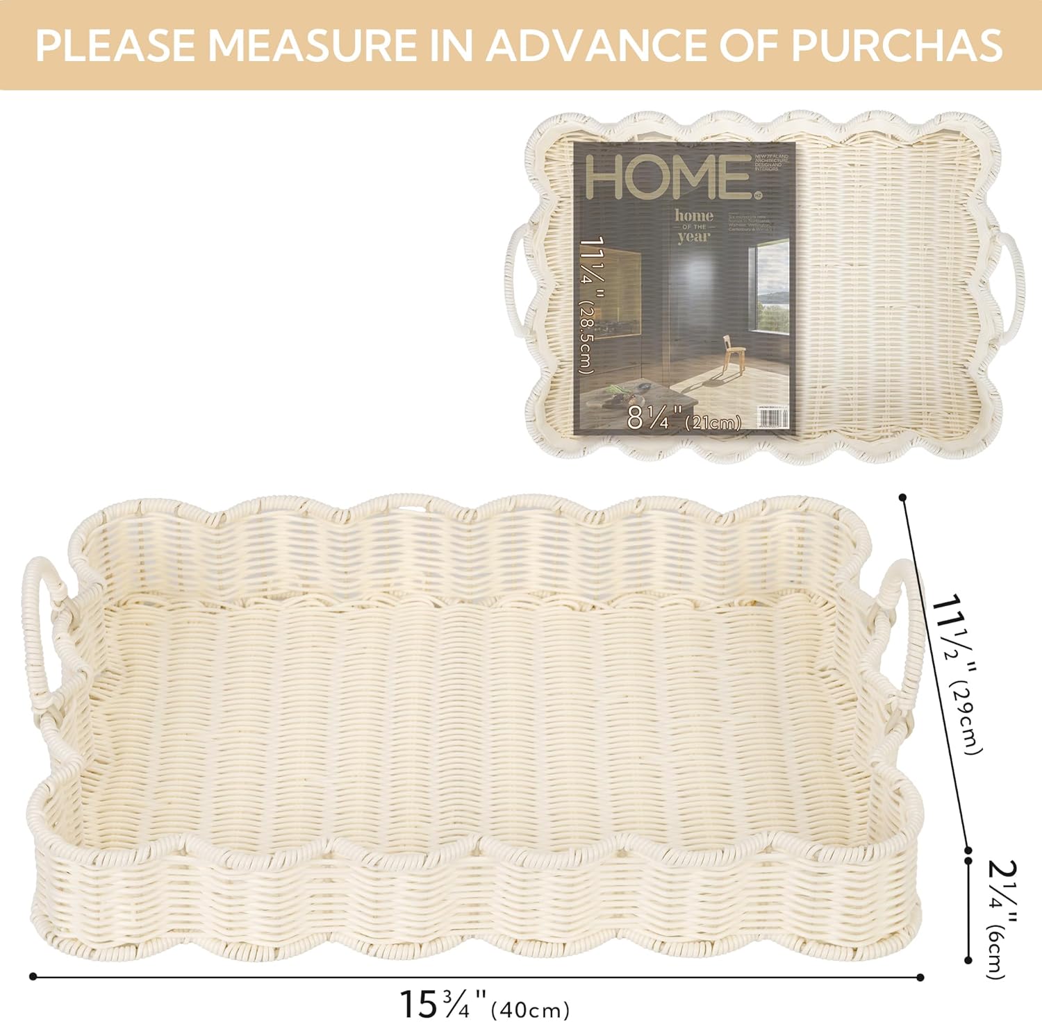Wicker Serving Trays / Off White