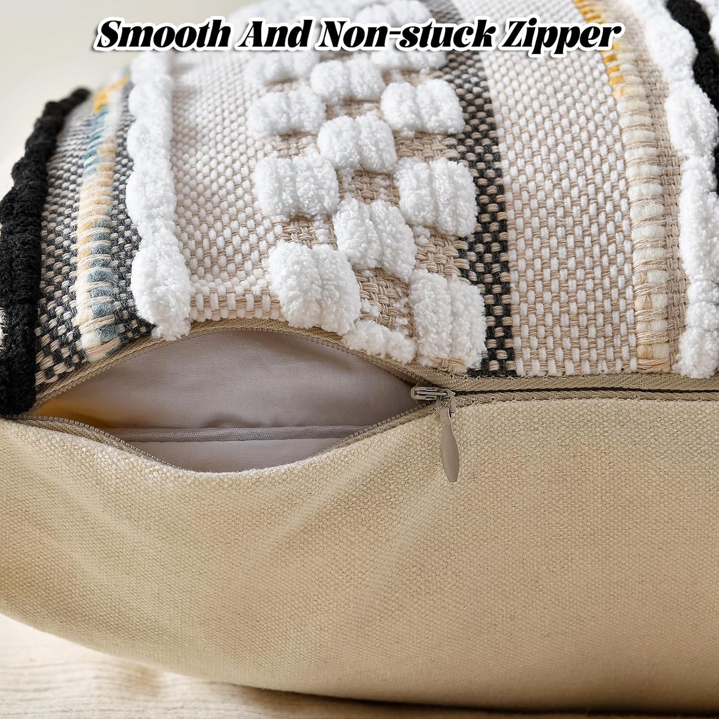 Tassels Woven Decorative Pillow Case / 18 x 18 / Black