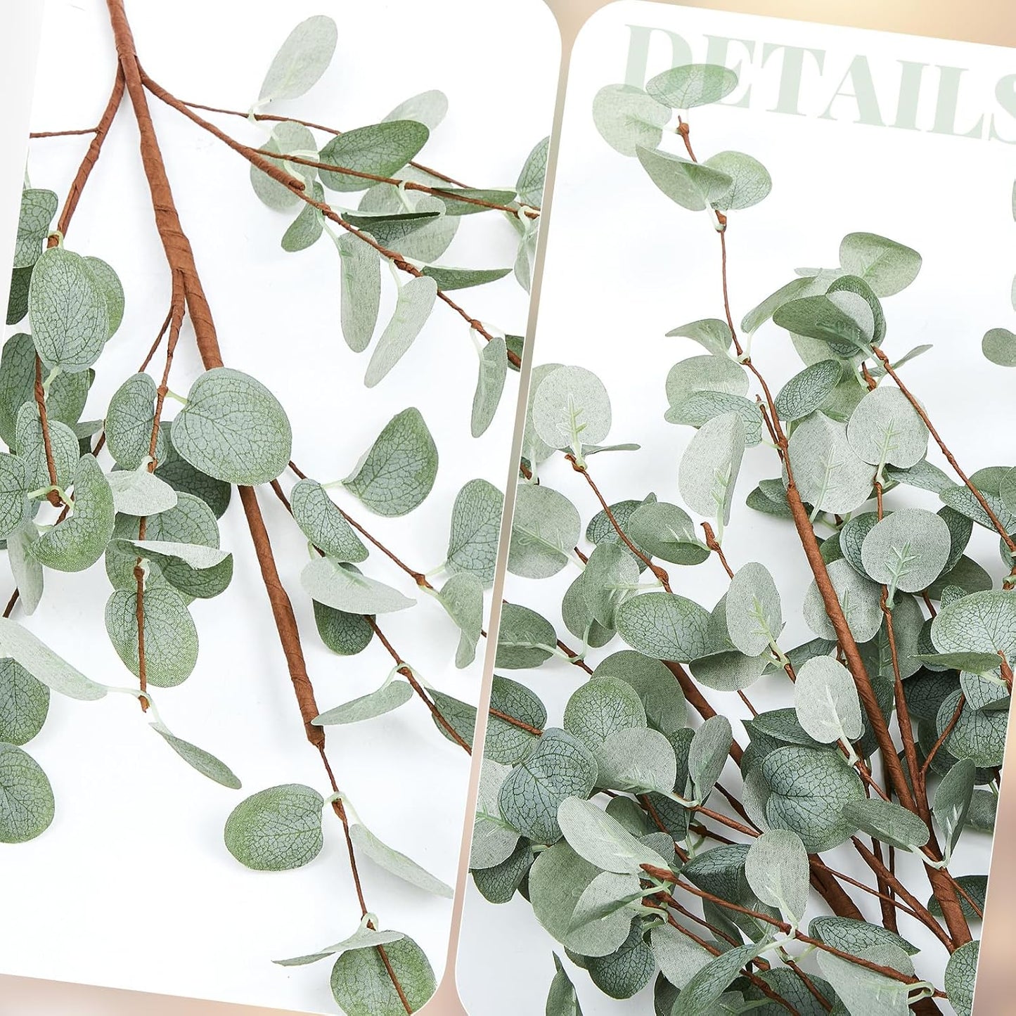 Fake Eucalyptus Plants for Large Vases / Eucalyptus Stems / Set of 6